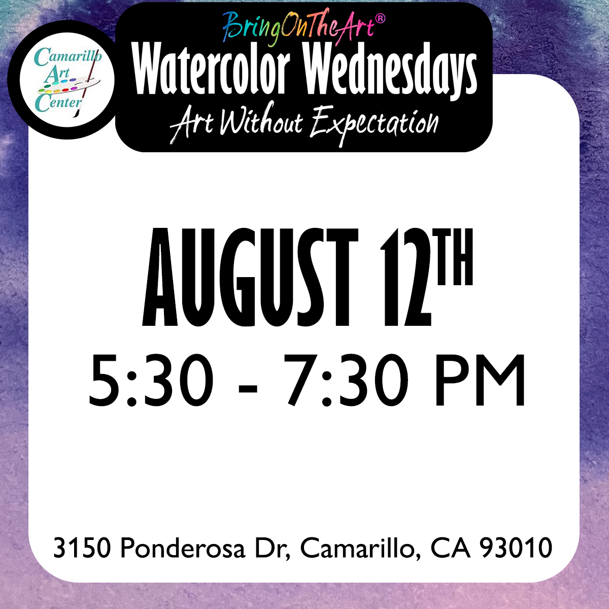 Watercolor Wednesdays - August 12