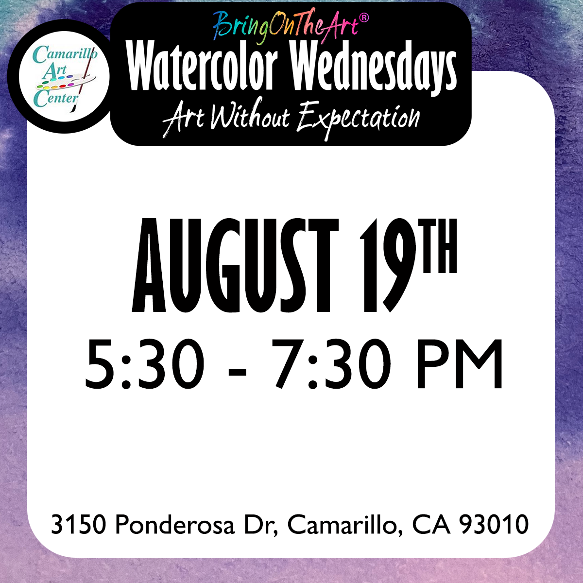 Watercolor Wednesdays - August 19