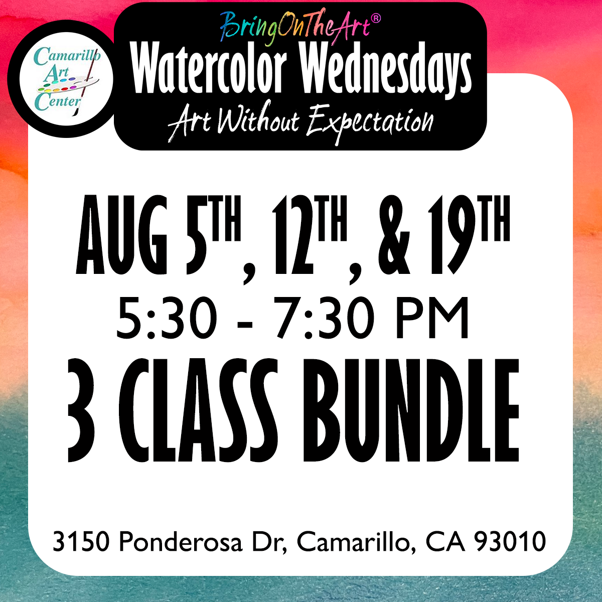 Watercolor Wednesdays - Three Class BUNDLE - AUGUST