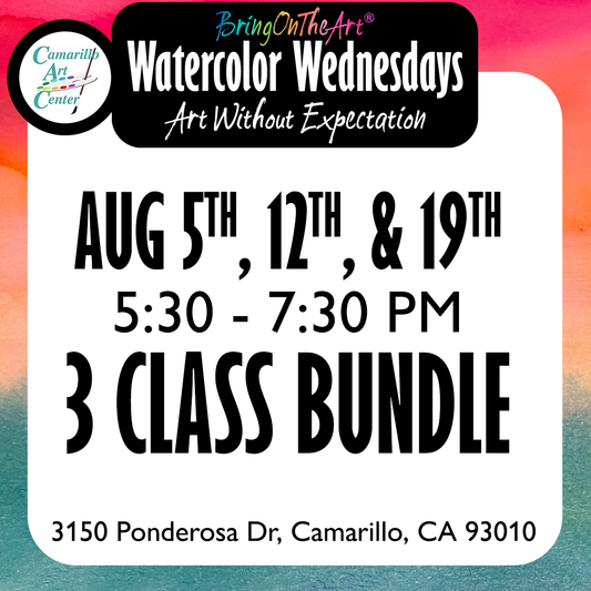 Watercolor Wednesdays - Three Class BUNDLE - AUGUST